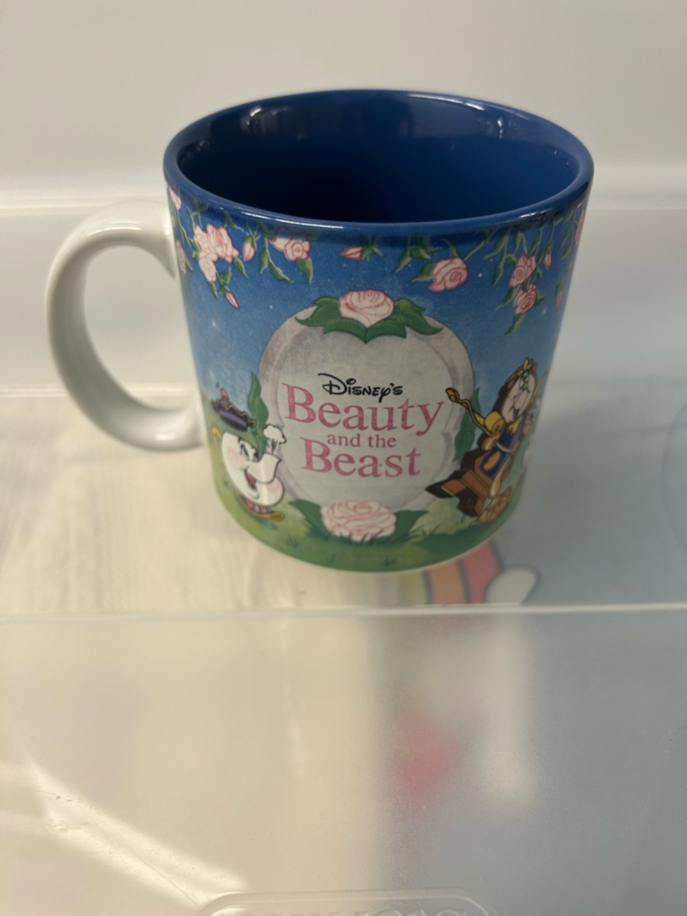 Disney Beauty and the Beast Blue and White Floral Mug